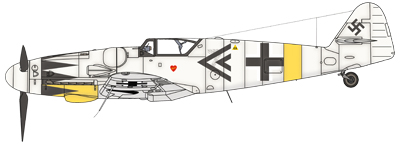 Bf 109G-14/U4 entièrement peint en blanc durant l´hiver 1944-45 sur le front russe