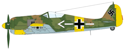 Fw190A-4 de la JG 54 en livrée à dominante verte sur le front russe