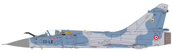 Mirage 2000C en livrée défense aérienne en deux tons de gris et bleu